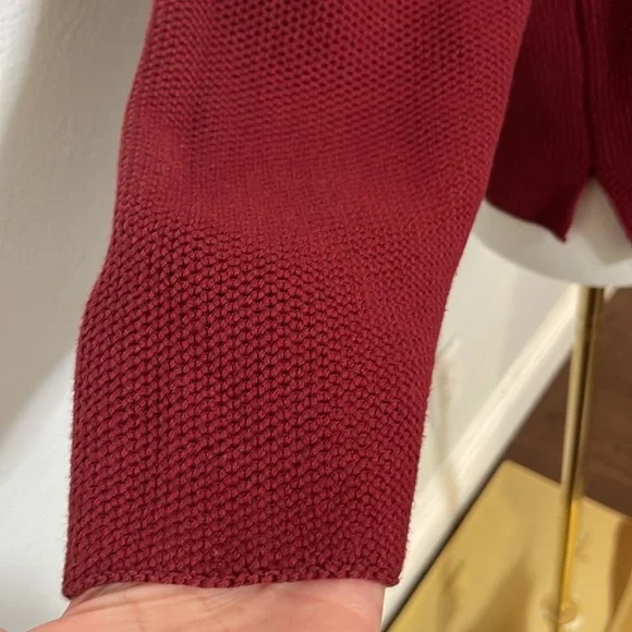 J. Jill Women’s Red Waffle Knit Collared Button Sweater Size Small - Picture 3 of 6